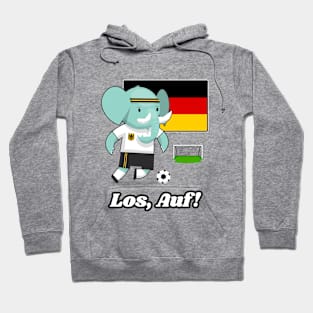 ⚽ Germany Football, Elephant Scores a Goal, Los Auf! Team Spirit Hoodie